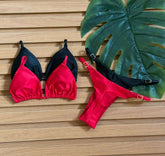 KIT 2 Biquini Cortininha Regulador Preto/Vermelho