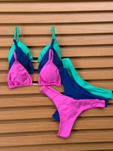 KIT 3 Biquíni Cortininha Calcinha Asa Delta Rosa Pink Claro/Azul Bic/Verde Jade