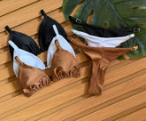 KIT 3 Biquini Cortininha Regulador Preto/Branco/Chocolate