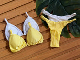 KIT 2 Biquini Cortininha Regulador Branco/Amarelo Manteiga