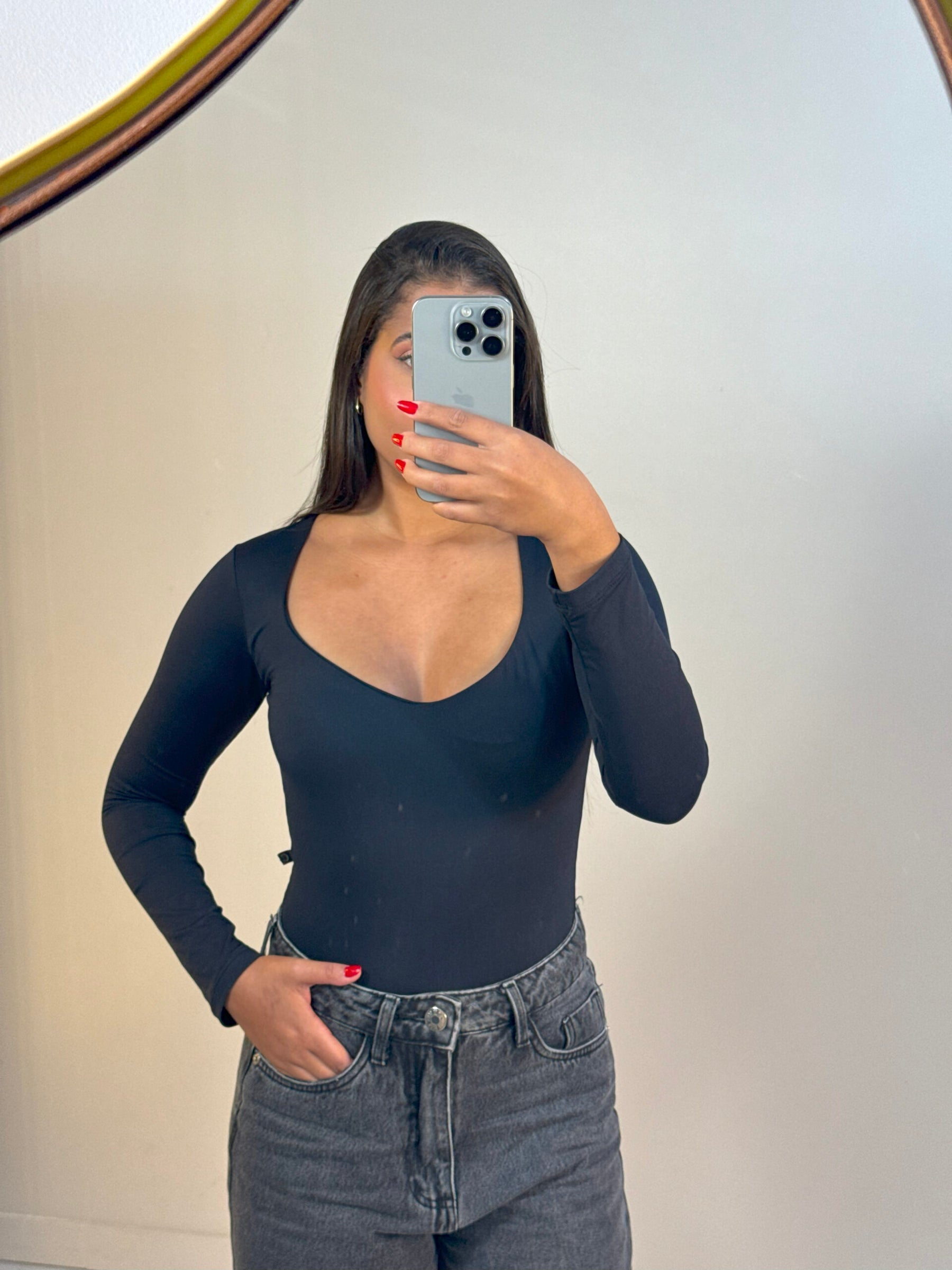 Blusa Decote Coração Manga Longa Ref: 879