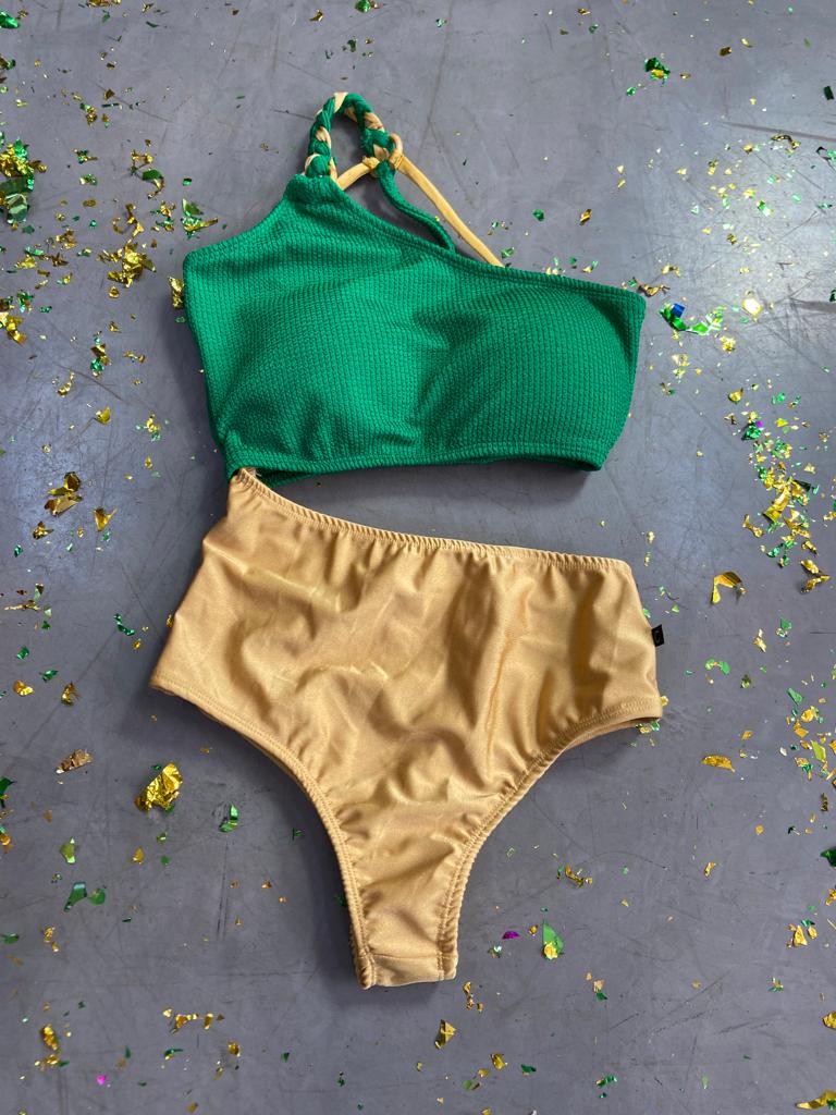 Body Maiô Sensação Verde com Dourado Ref: 130