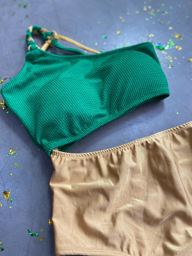Body Maiô Sensação Verde com Dourado Ref: 130
