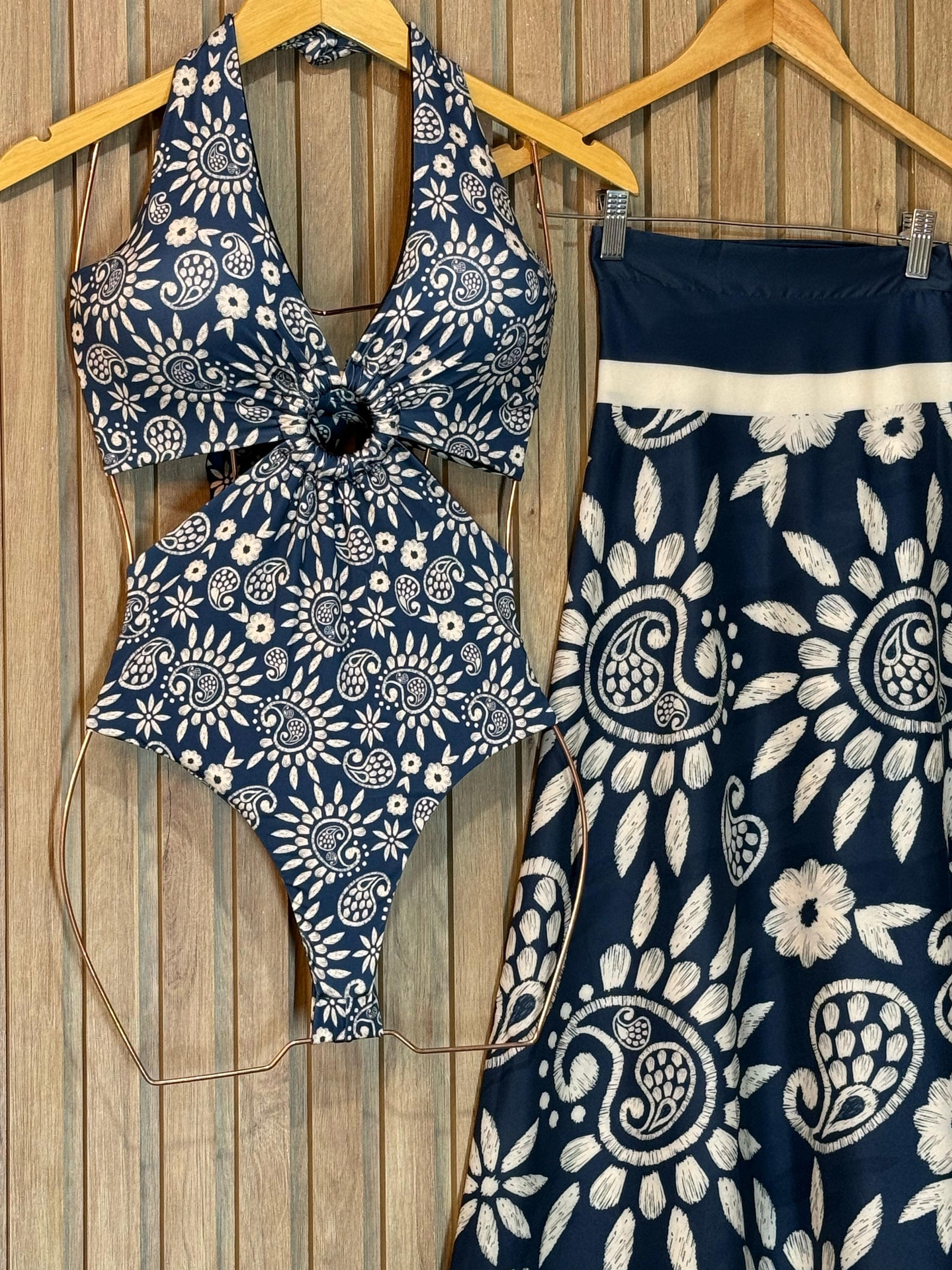 Body Maiô Argola em Madeira Paisley Ref: