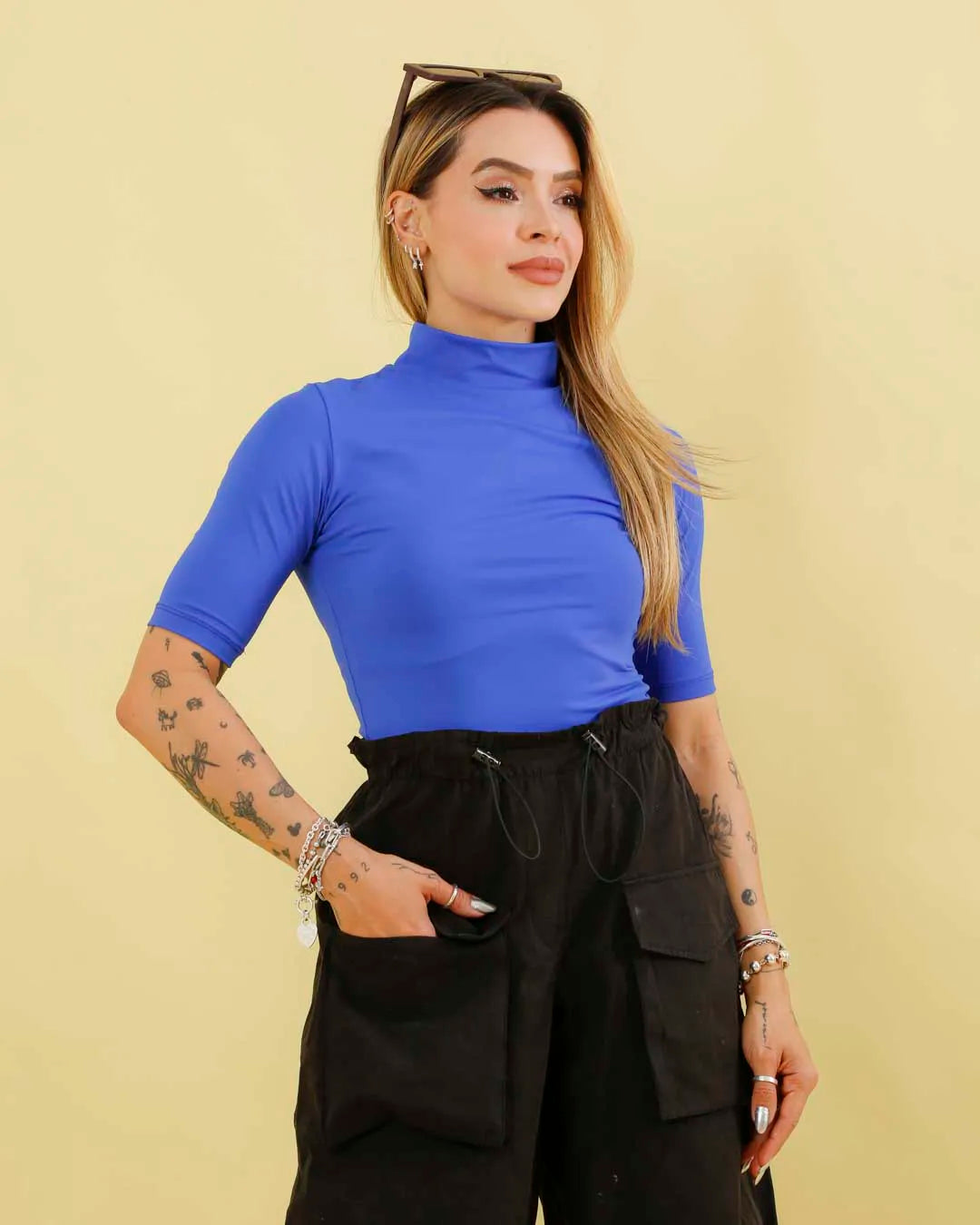 Blusa Baby Look Gola Alta Manga Ref: 010