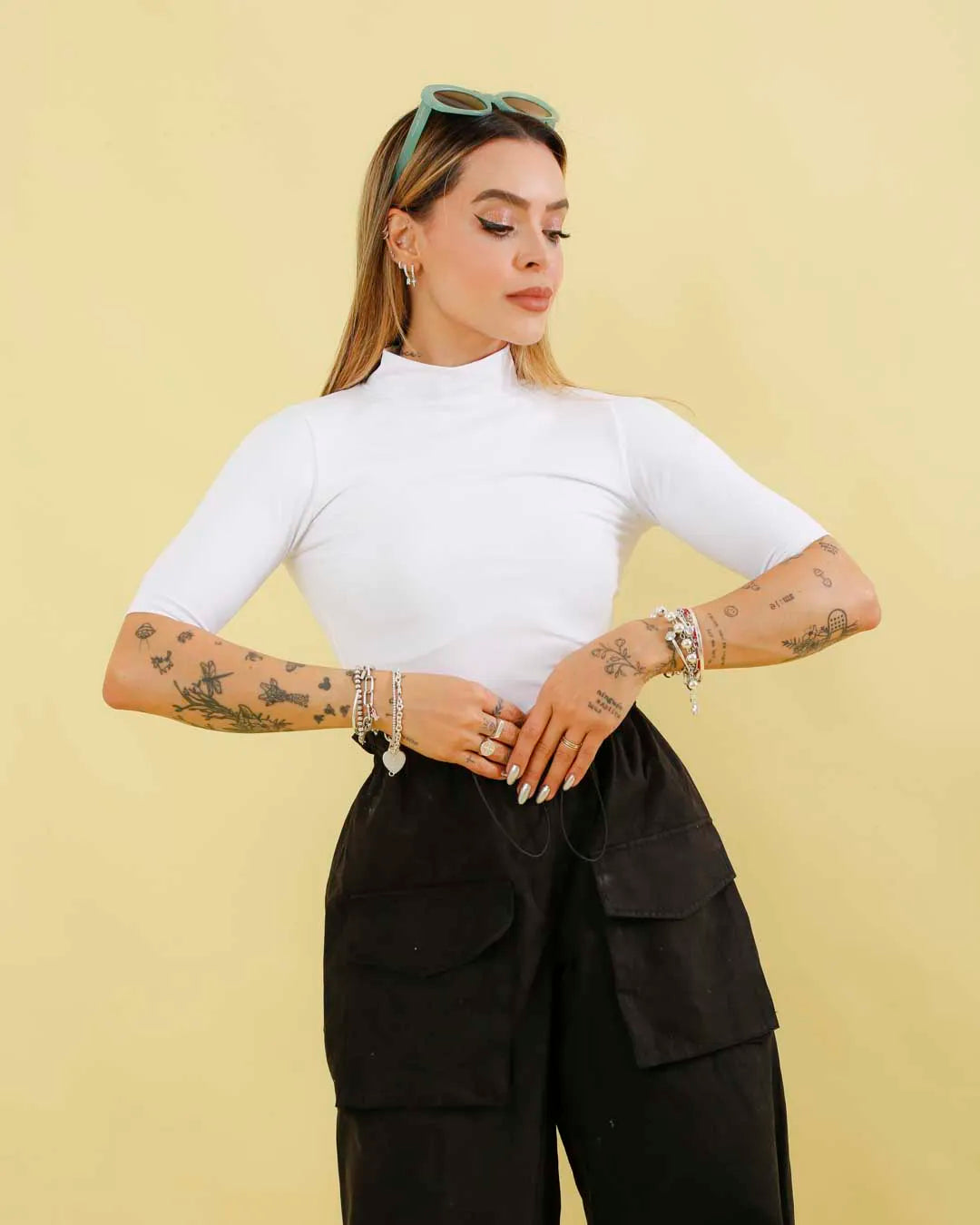 Blusa Baby Look Gola Alta Manga Ref: 010