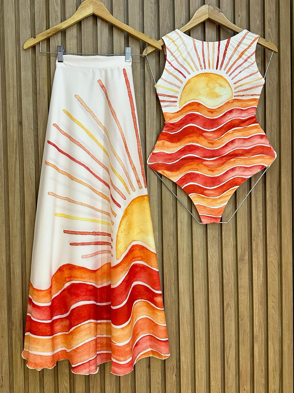 Conjunto Body Maiô e Saida de Banho Luz Nova Ref: 761