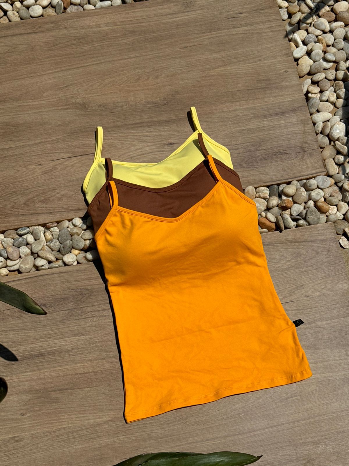 Kit 3 Regatas com Bojo Mostarda/Marrom/Amarelo Manteiga
