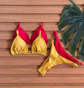 KIT 2 Biquini Cortininha Regulador Vermelho/Dourado