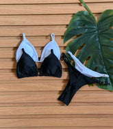 KIT 2 Biquini Cortininha Regulador Branco/Preto