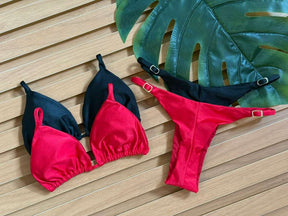 KIT 2 Biquini Cortininha Regulador Preto/Vermelho