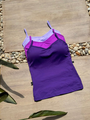Kit 3 Regatas com Bojo Roxo Escuro/Rosa Fúcsia/Lilás