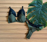 KIT 2 Biquini Cortininha Regulador Preto/Verde Militar