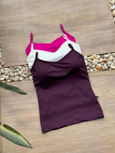 Kit 3 Regatas com Bojo Uva/Branco/Rosa Pink Claro