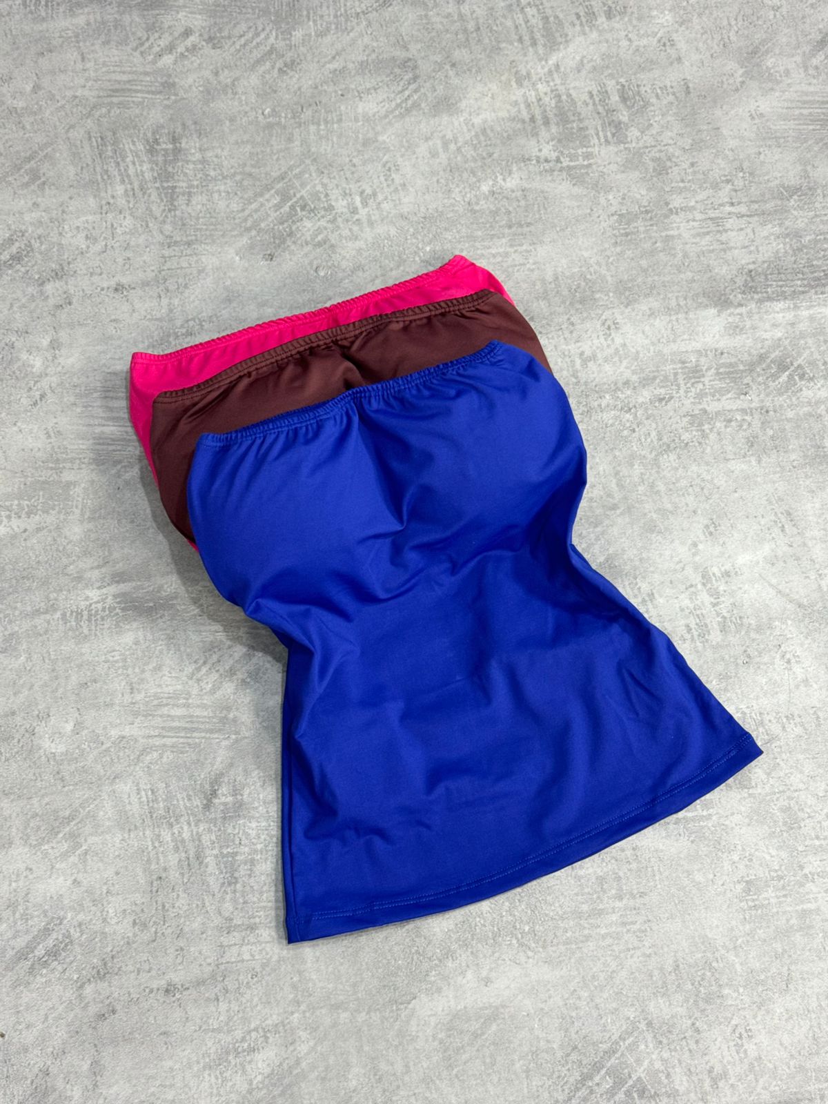 Kit 3 Blusa Cropped Tube Rosa Pink Claro/Uva/Azul Bic