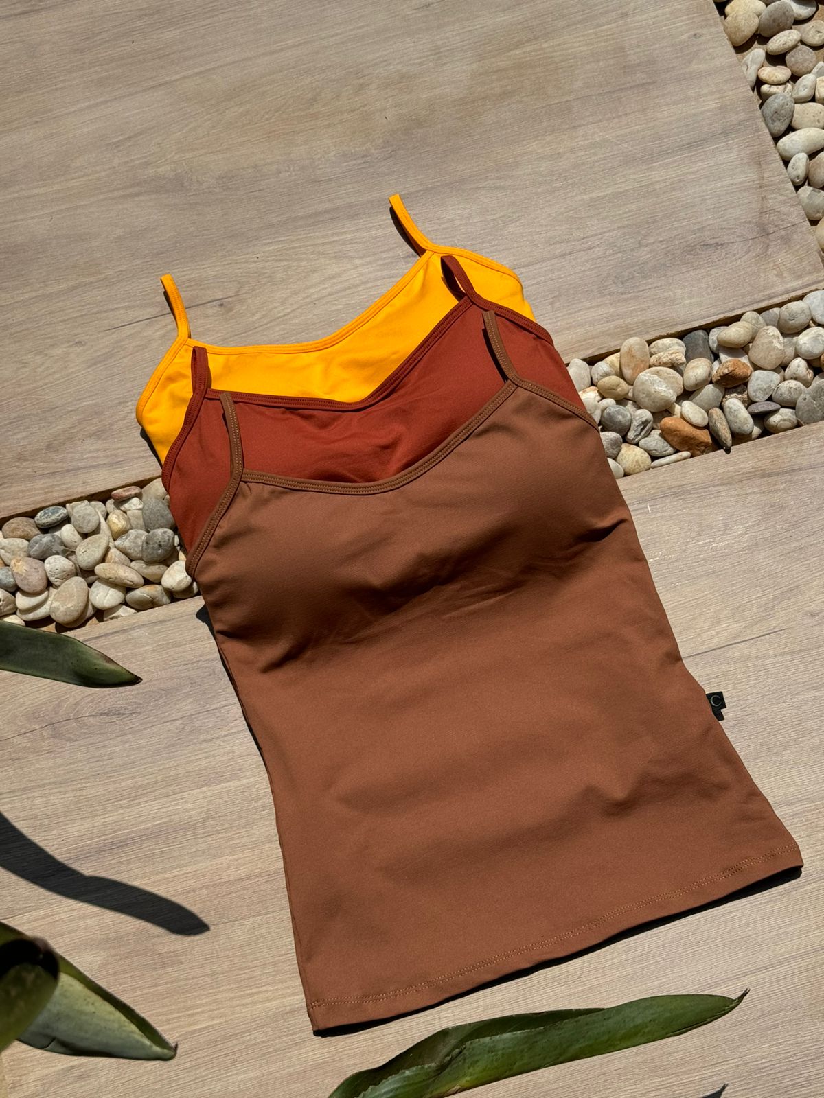 Kit 3 Regatas com Bojo Chocolate/Ocre/Mostarda