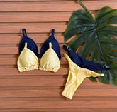 KIT 2 Biquini Cortininha Regulador Azul Marinho/Amarelo Manteiga