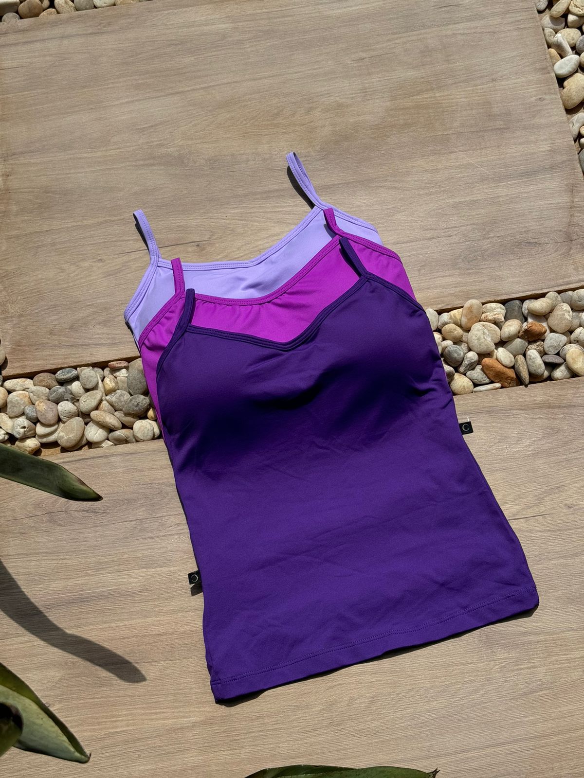 Kit 3 Regatas com Bojo Roxo Escuro/Rosa Fúcsia/Lilás