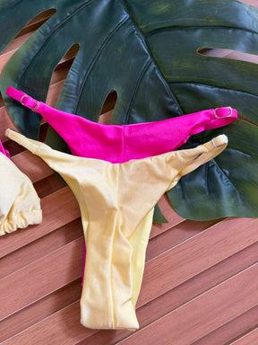 KIT 2 Biquini Cortininha Regulador Amarelo Manteiga/Rosa Pink Claro