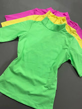 kit 3 Blusas Baby Look Gola Alta Manga Menta/Abacaxi/Chiclete