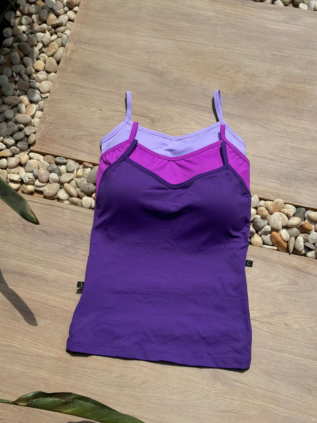 Kit 3 Regatas com Bojo Roxo Escuro/Rosa Fúcsia/Lilás