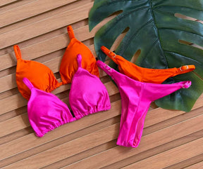 KIT 2 Biquini Cortininha Regulador Laranja/Rosa Pink Claro