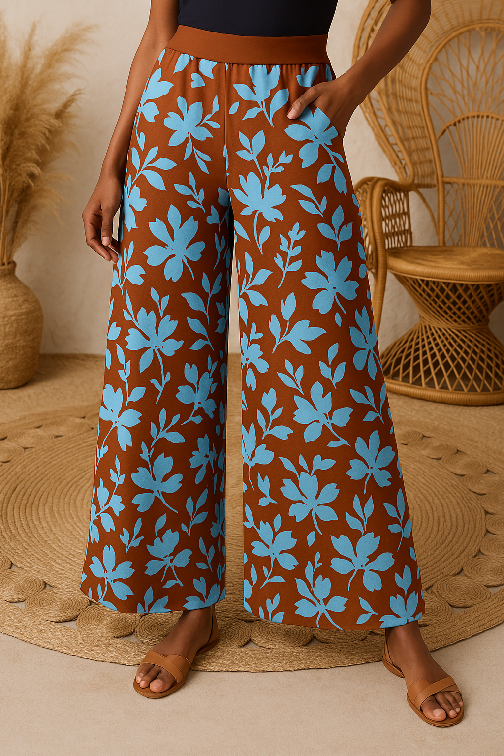 Calça Pantalona Tectel Folhagens de Outono Ref: 821