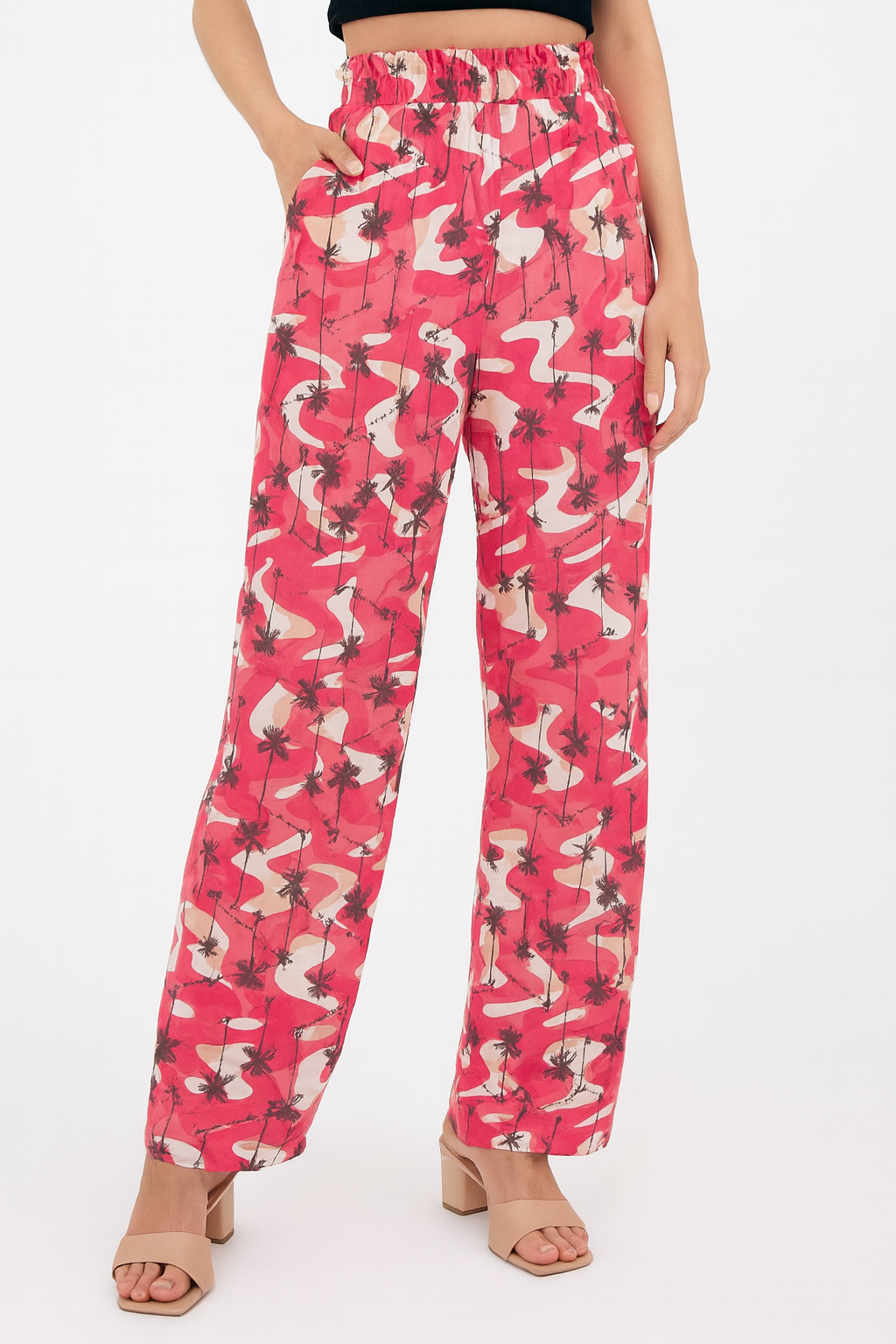 Calça Pantalona Coqueiro Rosa Ref: