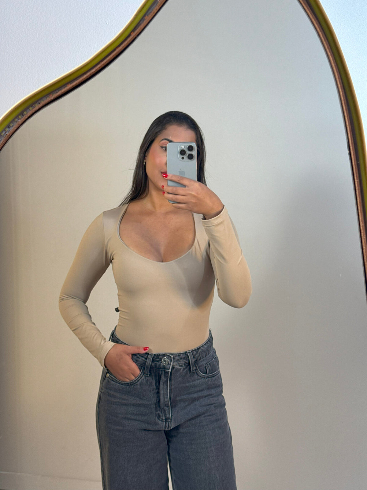 Blusa Decote Coração Manga Longa Ref: 879