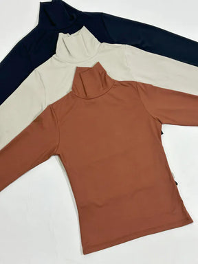 kit 3 Blusas Manga Longa Cacharrel Preto/Bege/Chocolate