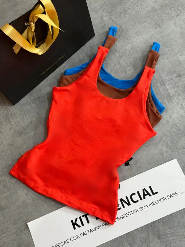 Kit 3 Regata Basic Laranja/Chocolate/Azul Céu