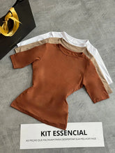 Kit 3 Blusa Gola Careca Chocolate/Bege/Branco