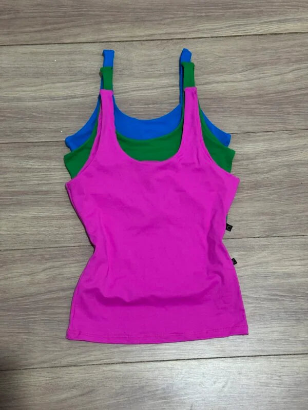 kit 3 Regatas Basic Pink Claro/Militar/Céu