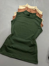 Kit 3 Blusa Baby Look Gola Alta Sem Manga Militar/Chocolate/Bege
