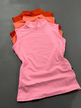Kit 3 Blusa Baby Look Gola Alta Sem Manga Chiclete/Coral/Vermelho