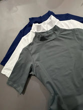 KIT 3 Blusa Baby Look Gola Alta Manga Grafite/Branco/Marinho