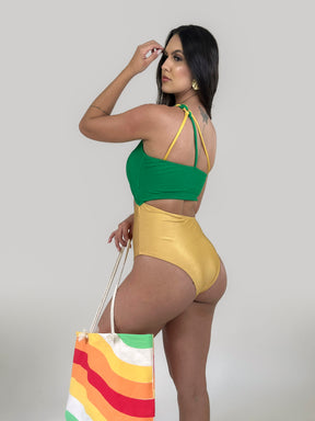 Body Maiô Sensação Verde com Dourado Ref: 130