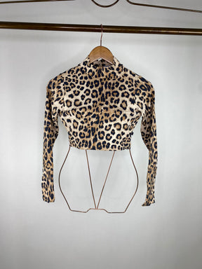 Cropped de Manga longa Animal Print Ref: 439