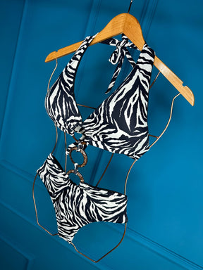 Body Maiô 3 Argolas Estampa Zebra Ref: 414