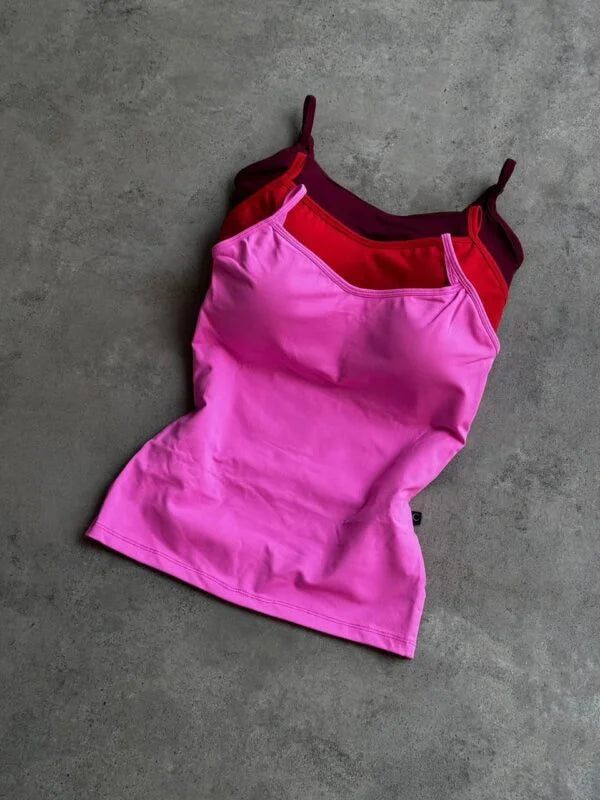 Kit 3 Regatas com Bojo Pink Claro/Vermelho/Marsala