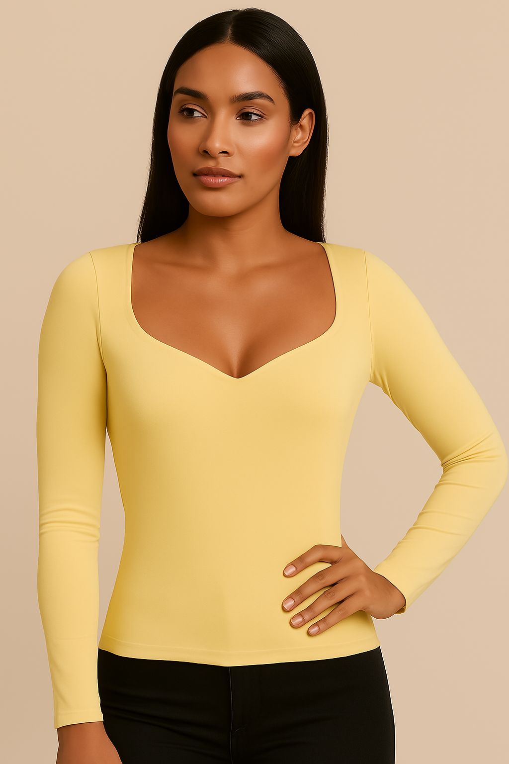 Blusa Decote Coração Manga Longa Ref: 879
