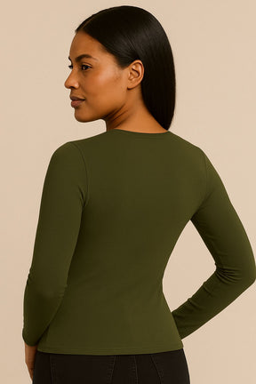 Blusa Decote Coração Manga Longa Ref: 879