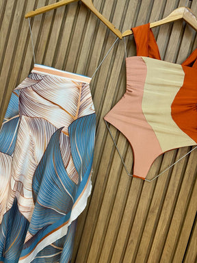 Saída de Banho Havaí Folhas Azuis Ref: 276