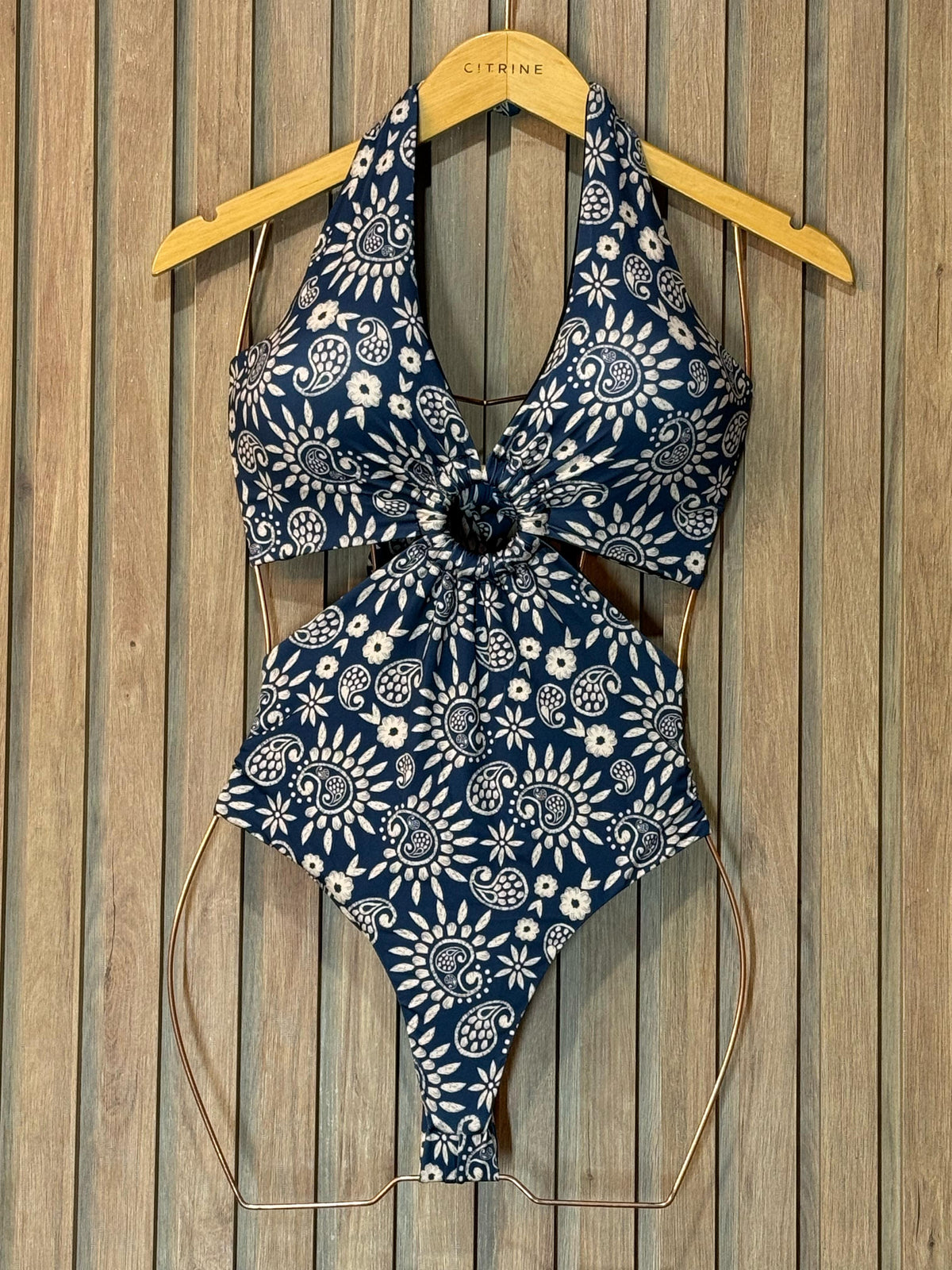 Body Maiô Argola em Madeira Paisley Ref: